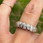 Vintage Yellow Gold Baguette & Round Cut White Sapphire Half Eternity Wedding Band For Women