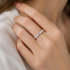 Classic Baguette & Round Cut White Half Eternity Wedding Band For Women