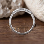 Classic Baguette & Round Cut White Half Eternity Wedding Band For Women