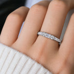 Classic Baguette & Round Cut White Half Eternity Wedding Band For Women