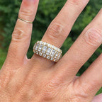 Luxury Jewelry Yellow Gold Multi Row Asscher & Round Cut White Sapphire Half Eternity Wedding Band For Women