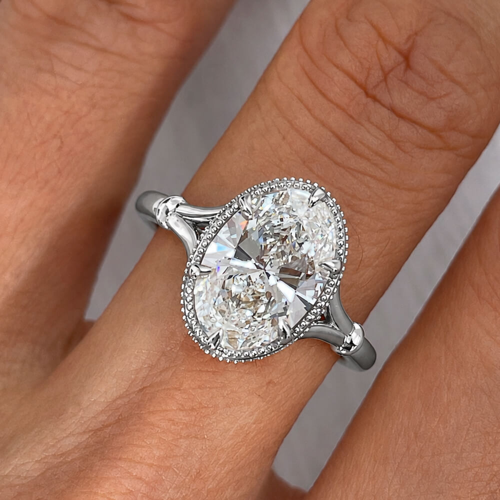 Vintage Bezel Solitaire Oval Cut White Sapphire Engagement Ring