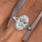 Vintage Bezel Solitaire Oval Cut White Sapphire Engagement Ring