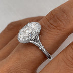 Vintage Bezel Solitaire Oval Cut White Sapphire Engagement Ring