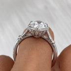 Vintage Bezel Solitaire Oval Cut White Sapphire Engagement Ring