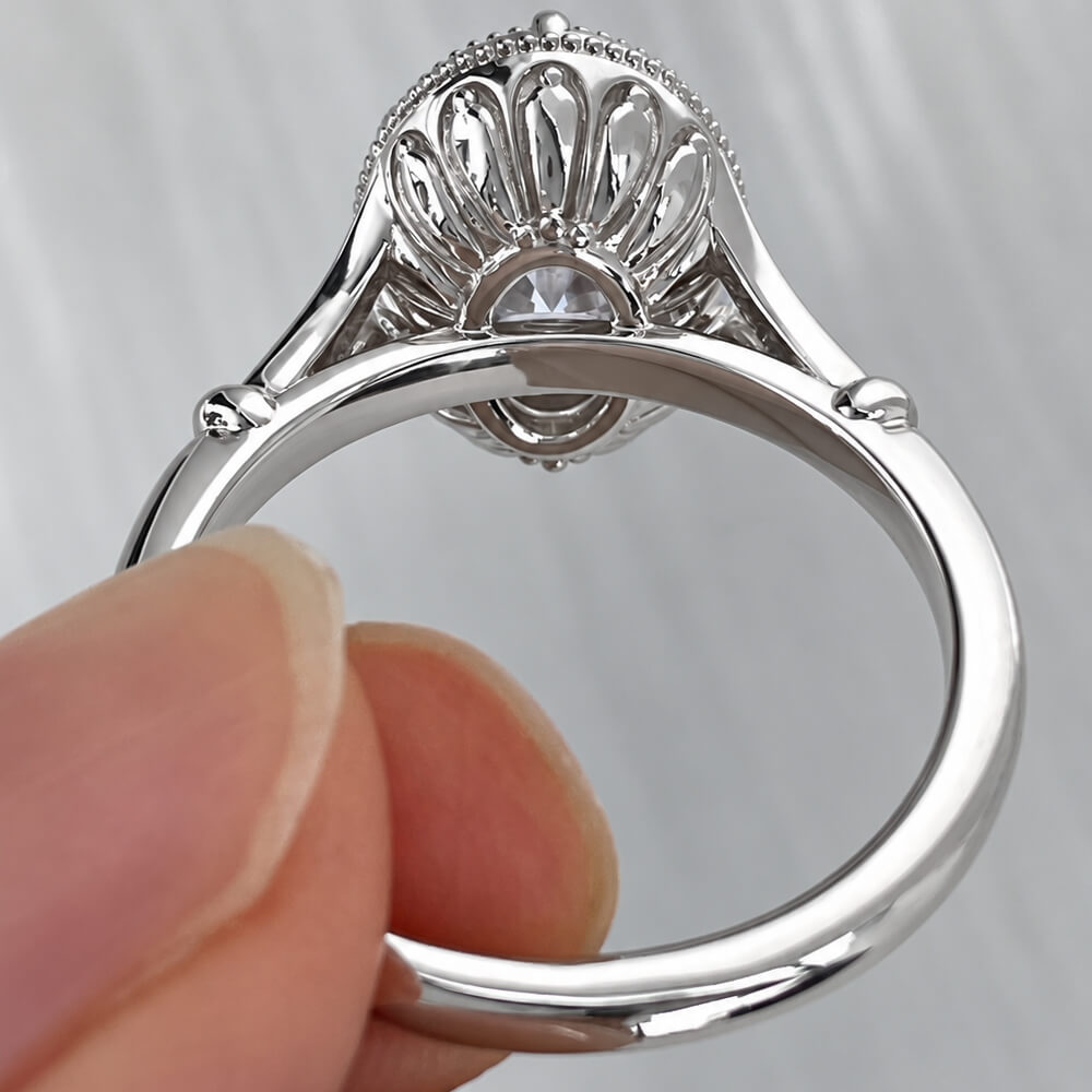 Vintage Bezel Solitaire Oval Cut White Sapphire Engagement Ring