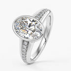 Vintage Solitaire Bazel Oval Cut White Sapphire Engagement Ring