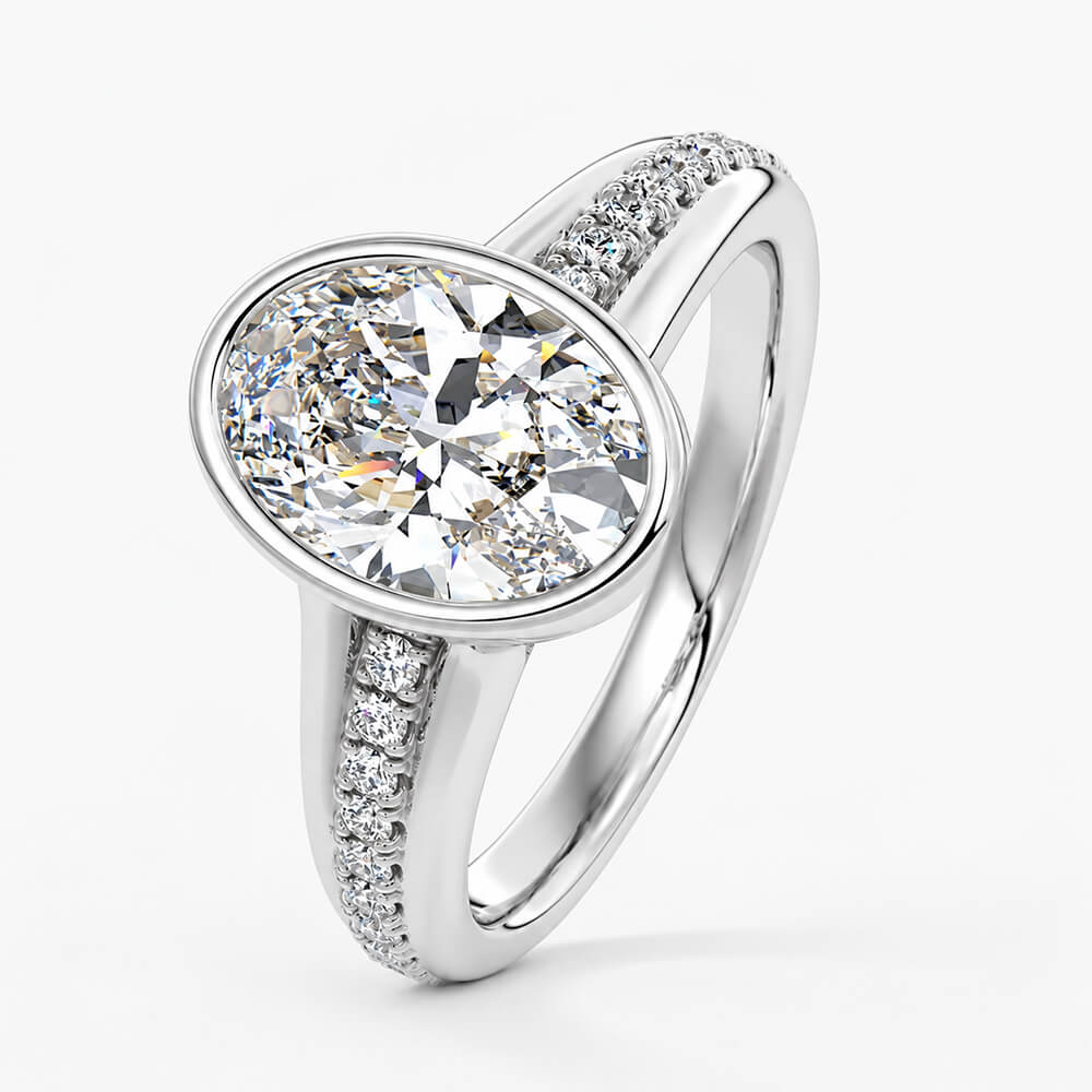 Vintage Solitaire Bazel Oval Cut White Sapphire Engagement Ring