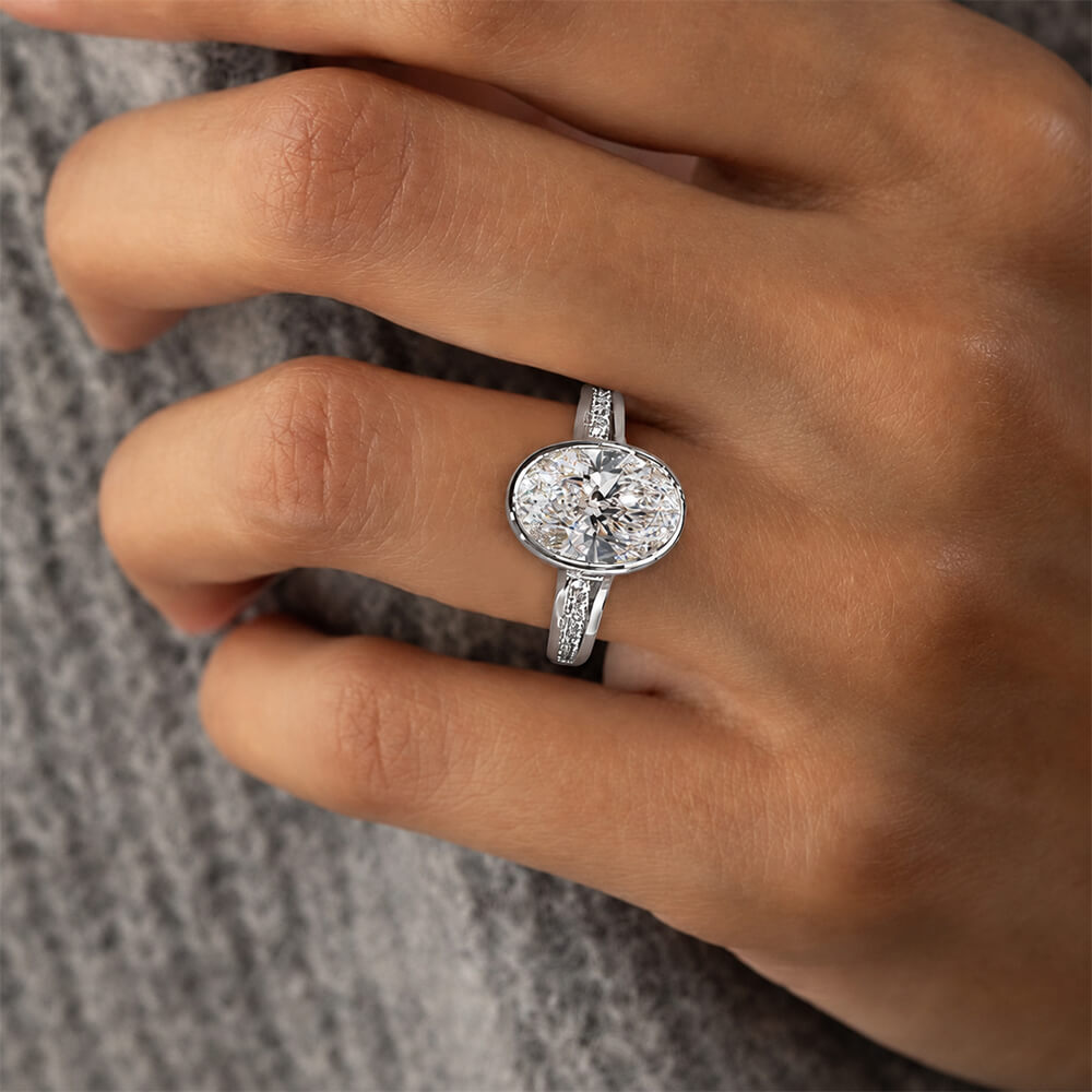 Vintage Solitaire Bazel Oval Cut White Sapphire Engagement Ring
