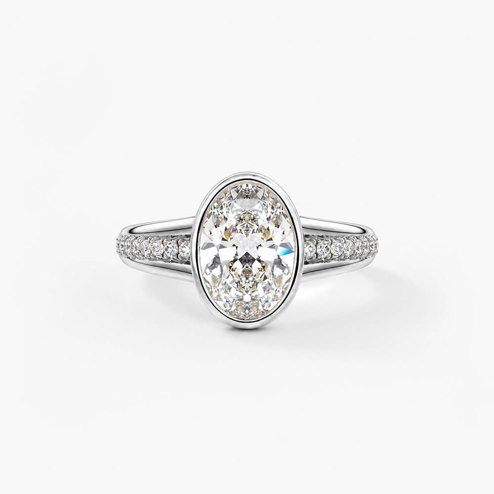 Vintage Solitaire Bazel Oval Cut White Sapphire Engagement Ring
