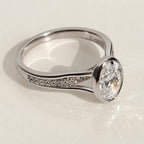 Vintage Solitaire Bazel Oval Cut White Sapphire Engagement Ring