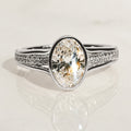 Vintage Solitaire Bazel Oval Cut White Sapphire Engagement Ring