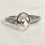 Vintage Solitaire Bazel Oval Cut White Sapphire Engagement Ring
