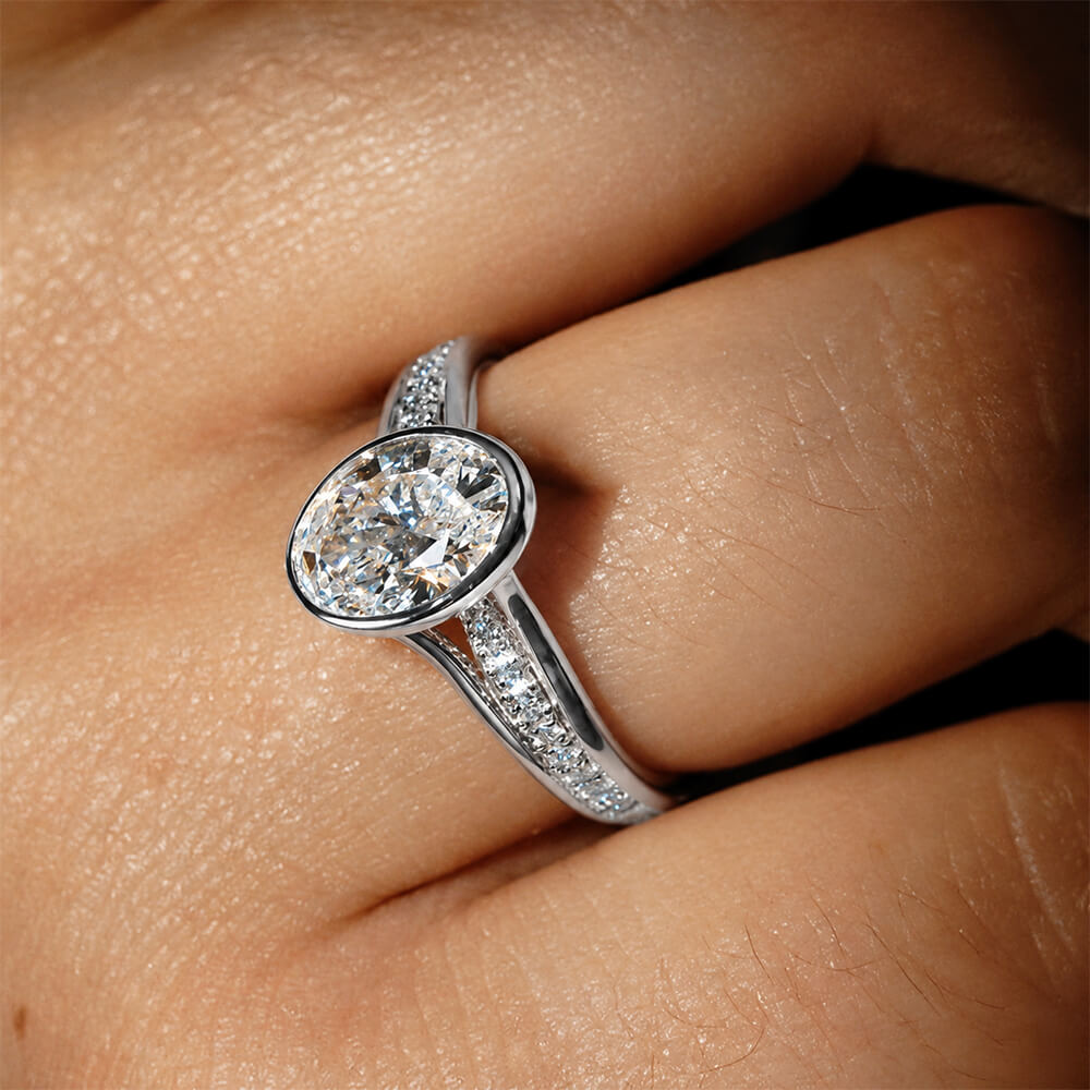 Vintage Solitaire Bazel Oval Cut White Sapphire Engagement Ring