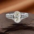 Vintage Solitaire Bazel Oval Cut White Sapphire Engagement Ring