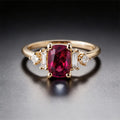 Classic Yellow Gold Cushion Cut Ruby Sapphire Engagement Ring