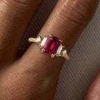 Classic Yellow Gold Cushion Cut Ruby Sapphire Engagement Ring