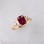 Classic Yellow Gold Cushion Cut Ruby Sapphire Engagement Ring