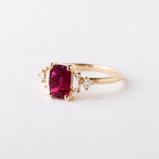 Classic Yellow Gold Cushion Cut Ruby Sapphire Engagement Ring