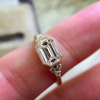 Classic Bezel Yellow Gold Emerald Cut White Sapphire Engagement Ring
