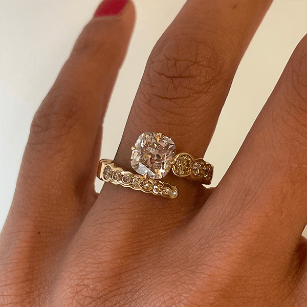 Luxury Jewelry Unique Design Yellow Gold Cushion Cut Canary Sapphire Engagement Ring