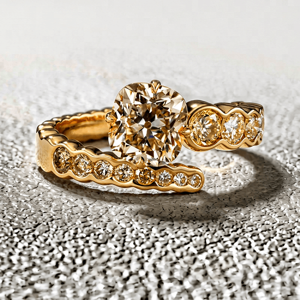 Luxury Jewelry Unique Design Yellow Gold Cushion Cut Canary Sapphire Engagement Ring