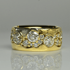 Unique Design Yellow Gold Round Cut White Sapphire Wide Cigar Eternity Wedding Band For Women