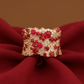 Cluster Pave Round Cut Ruby Sapphire Wide Wedding Band Ring