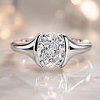 Modern Bezel Set Cushion Cut White Sapphire Engagement Ring