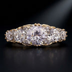 Luxury Jewelry Golden Five Stone Round Cut White Sapphire Half Eternity Wedding Band For Women