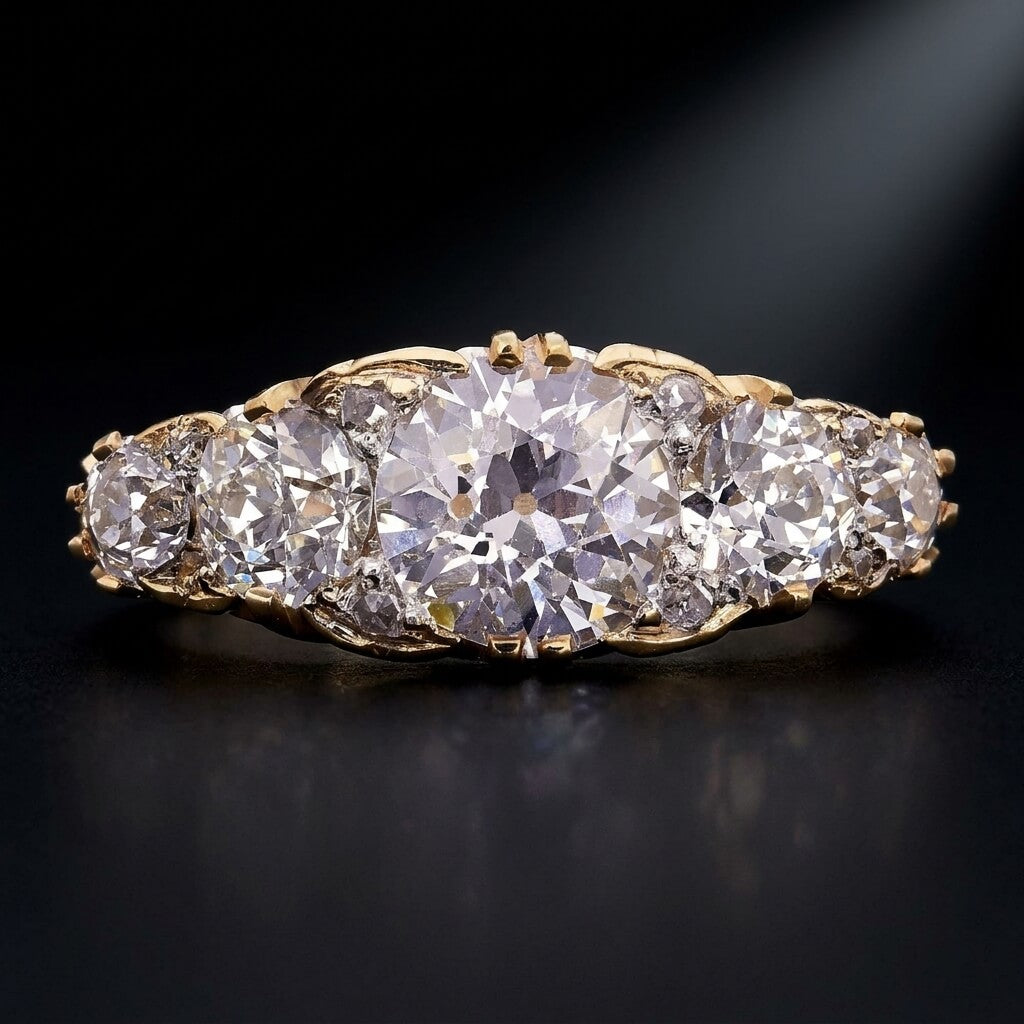 Luxury Jewelry Golden Five Stone Round Cut White Sapphire Half Eternity Wedding Band For Women