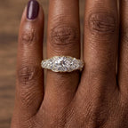 Luxury Jewelry Golden Five Stone Round Cut White Sapphire Half Eternity Wedding Band For Women