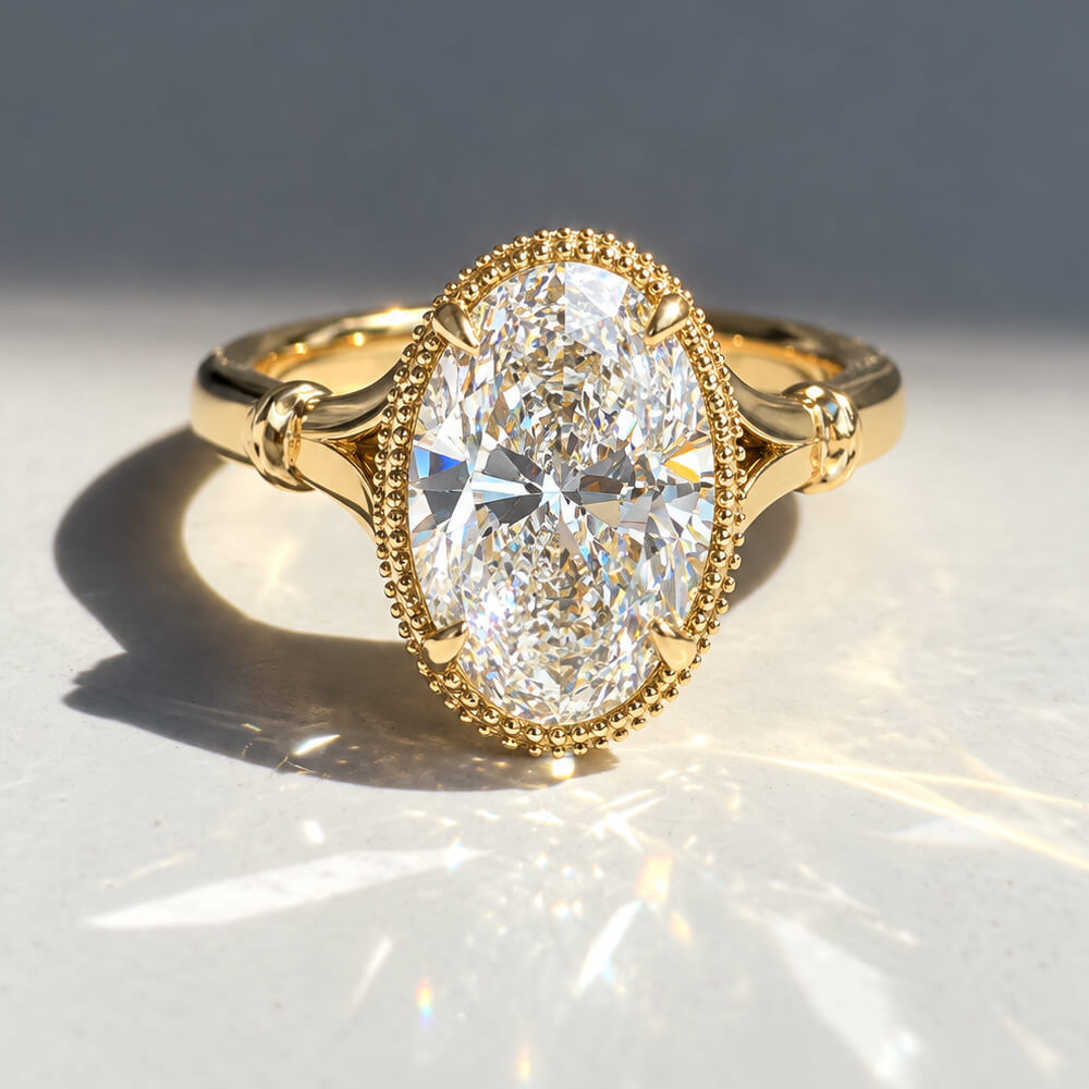 Vintage Solitaire Yellow Gold Oval Cut White Sapphire Engagement Ring