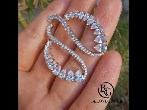 Unique Pavé Setting Pear Cut Moissanite Cuff Earrings For Women