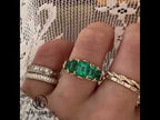 Vintage Yellow Gold Five Stone Emerald Cut Emerald Sapphire Engagement Ring