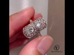 Luxury Filigree Double Halo Round Cut Moissanite Engagement Ring
