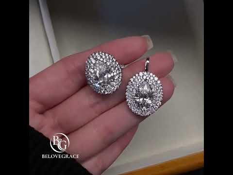 Luxury Jewelry Three Halo Pear Cut White Sapphire Pendant Necklace For Women