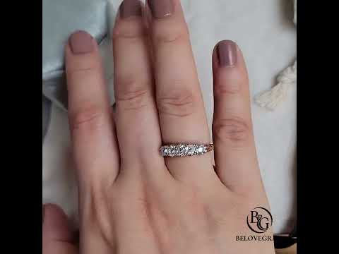 Antique Filigree Detail Two Tone Cushion Cut Moissanite Wedding Ring