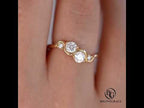 Minimalist Wave Design Golden Round Cut Moissanite Engagement Ring