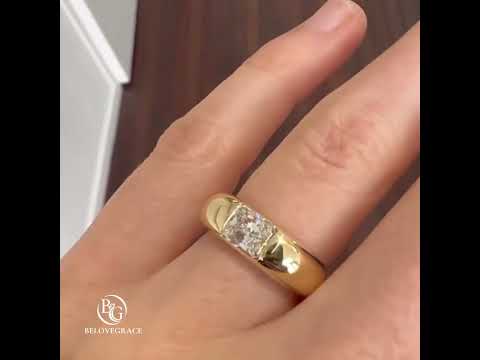 Solitaire Yellow Gold Channel Setting Radiant Cut White Sapphire Engagement Ring