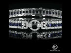 Vintage Blue Sapphire Princess Cut Tennis Bracelet for Women