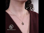 Luxury Jewelry Unique Design Golden Round & Asscher Cut White & Blue Sapphire Pendant Necklace For Women