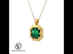 Vintage Yellow Gold Emerald Cut Emerald Sapphire Pendant Necklace For Women