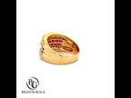 Multi Row Channel Setting Yellow Gold Asscher Cut Ruby & White Sapphire Wedding Band