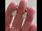 Luxury Jewelry Golden Bezel Round Cut White Sapphire Drop Earrings For Women
