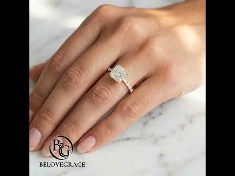 Luxury Jewelry Yellow Gold Asscher & Baguette Cut White Sapphire Engagement Ring