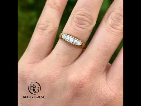 Luxury Jewelry Vintage Design Golden Round Cut White Sapphire Half Eternity Wedding Band For Women