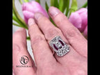 Luxury Jewelry Art Deco Halo Emerald Cut White Sapphire Engagement Rings