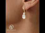 Classic Yellow Gold Bezel Cushion Cut White Sapphire Drop Earrings For Women