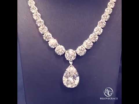 Classic Pear & Round Cut White Sapphire Pendant Necklace For Women